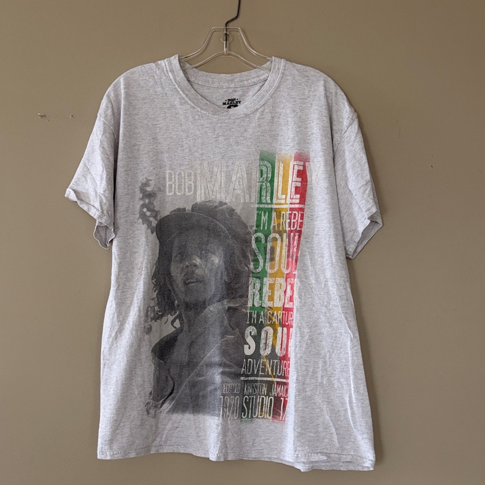 Bob Marley Gray Graphic T-Shirt